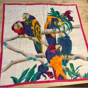 Ginnie Johansen Colorful Parrot Print Scarf